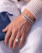 Clear Square-Stone Tennis Bracelet, 4 mm, Gold-Tone Steel