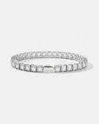 Clear Square-Stone Tennis Bracelet, 5 mm, Silver-Tone Steel