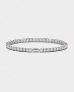 Clear Square-Stone Tennis Bracelet, 4 mm, Silver-Tone Steel