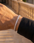 Clear Square-Stone Tennis Bracelet, 5 mm, Silver-Tone Steel
