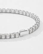 Clear Square-Stone Tennis Bracelet, 4 mm, Silver-Tone Steel