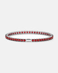 Red Square-Stone Tennis Bracelet, 4 mm, Silver-Tone Steel