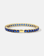 Blue Square-Stone Tennis Bracelet, 5 mm, Gold-Tone Steel