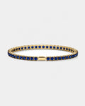 Blue Square-Stone Tennis Bracelet, 4 mm, Gold-Tone Steel