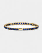 Blue Square-Stone Tennis Bracelet, 4 mm, Gold-Tone Steel