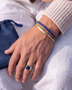 Blue Square-Stone Tennis Bracelet, 4 mm, Gold-Tone Steel