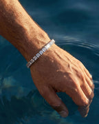 Clear Square-Stone Tennis Bracelet, 4 mm, Silver-Tone Steel