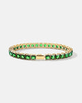 Green Square-Stone Tennis Bracelet, 5 mm, Gold-Tone Steel