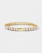Clear Square-Stone Tennis Bracelet, 5 mm, Gold-Tone Steel
