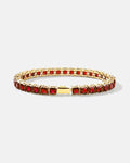 Red Square-Stone Tennis Bracelet, 5 mm, Gold-Tone Steel