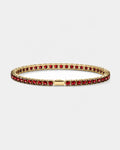 Red Square-Stone Tennis Bracelet, 4 mm, Gold-Tone Steel