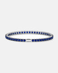 Blue Square-Stone Tennis Bracelet, 4 mm, Silver-Tone Steel