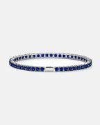 Blue Square-Stone Tennis Bracelet, 4 mm, Silver-Tone Steel