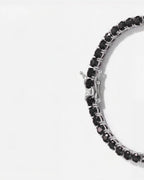 Black Zircon Tennis Bracelet, 4 mm, Silver-Plated