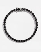 Black Zircon Tennis Bracelet, 4 mm, Silver-Plated