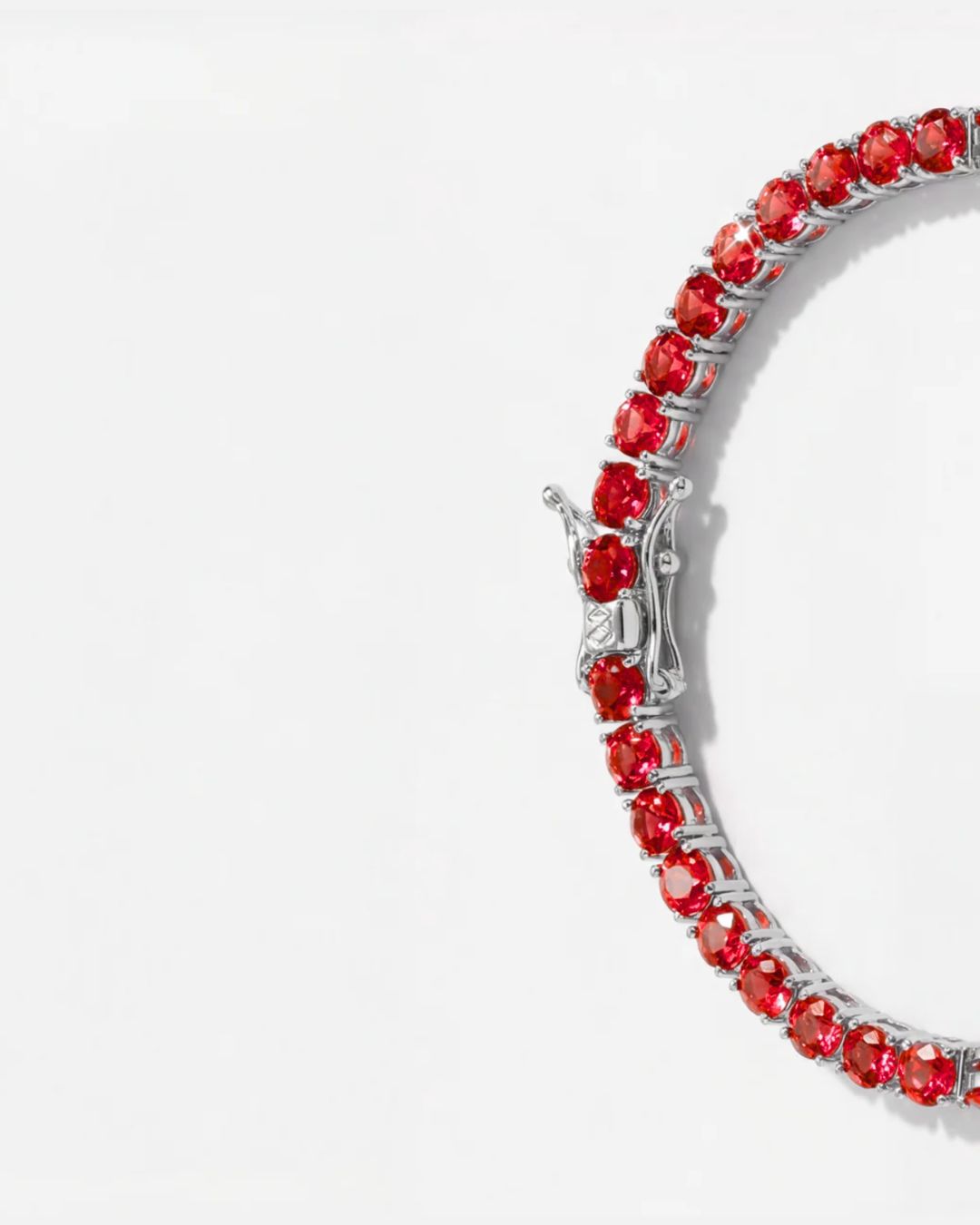 Red Zircon Tennis Bracelet, 4 mm, Silver-Plated — Reserva