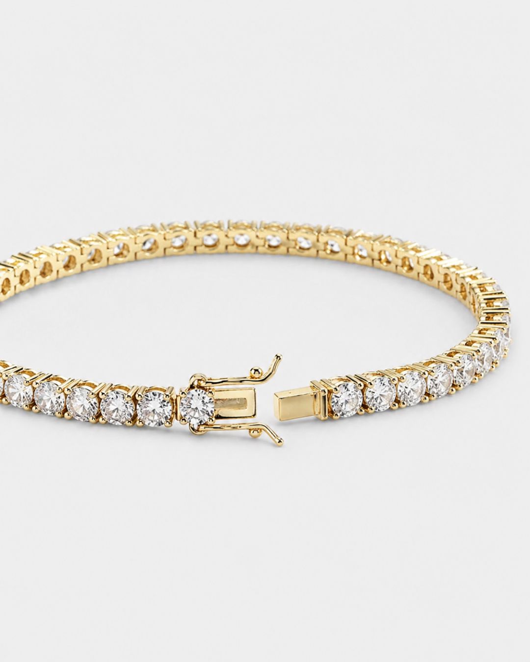 Clear Zirconia Tennis Bracelet, 3 mm, Gold-Tone