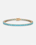 Aqua Blue Tennis Bracelet, 4 mm, 14K Gold-Plated — Reserva