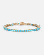 Aqua Blue Tennis Bracelet, 4 mm, 14K Gold-Plated — Reserva