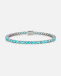 Aqua Blue Tennis Bracelet, 4 mm, Silver-Plated — Reserva