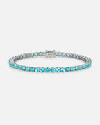 Aqua Blue Tennis Bracelet, 4 mm, Silver-Plated — Reserva