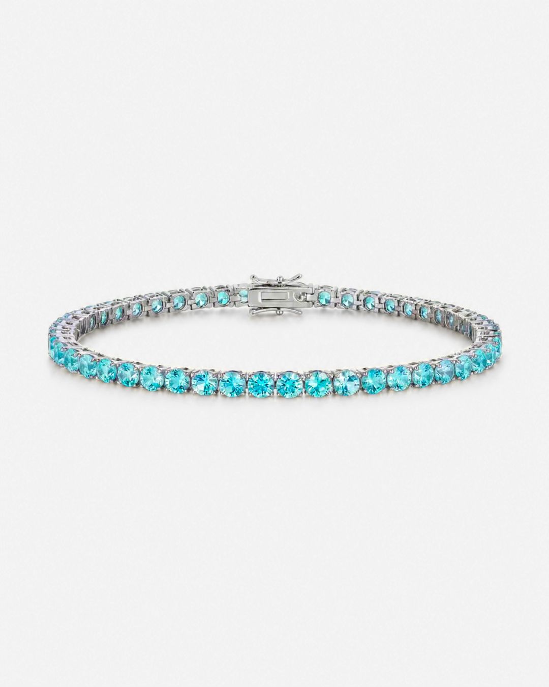 Aqua Blue Tennis Bracelet, 4 mm, Silver-Plated — Reserva