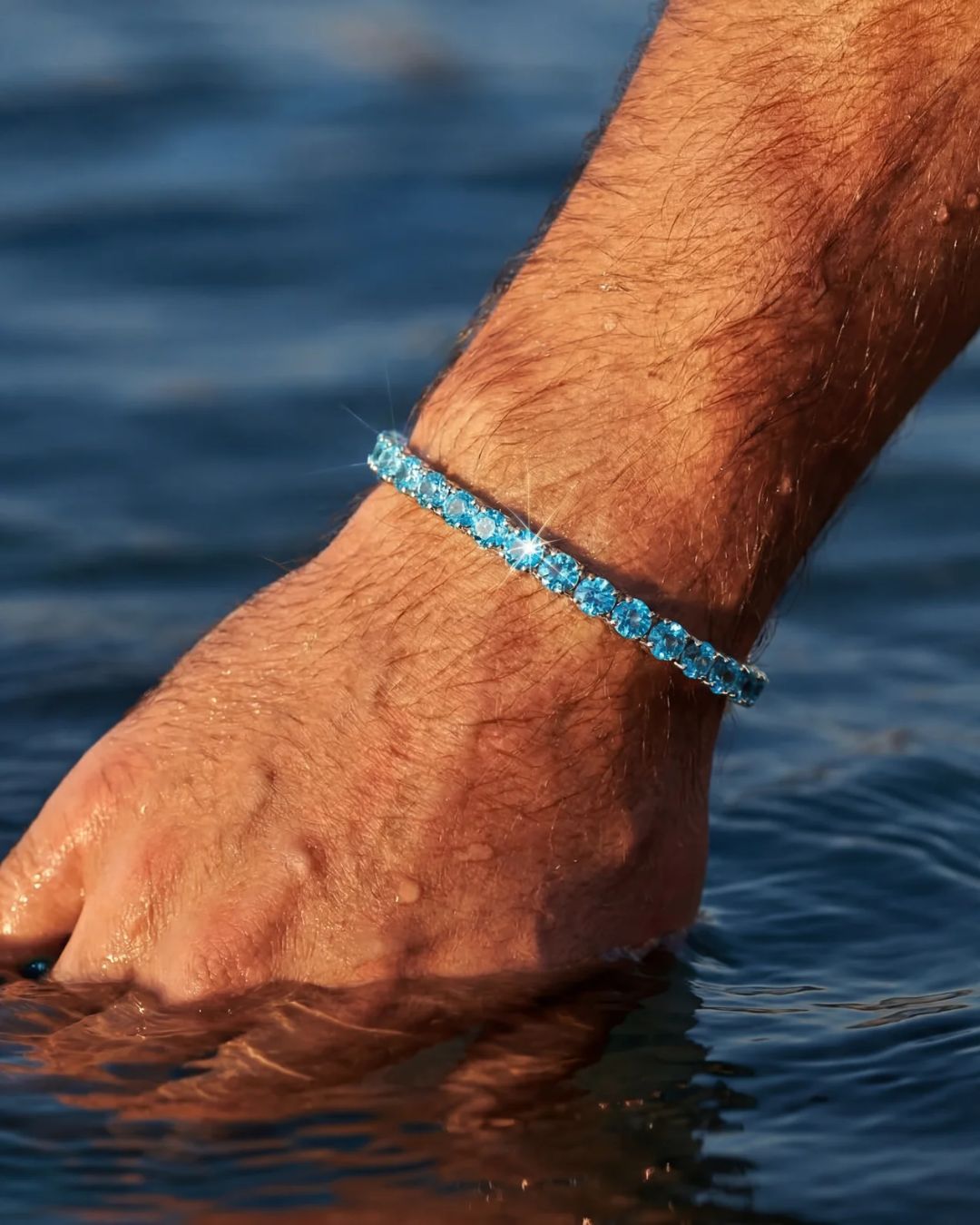 Aqua Blue Tennis Bracelet, 4 mm, Silver-Plated — Reserva