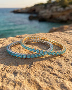 Aqua Blue Tennis Bracelet, 4 mm, Silver-Plated — Reserva