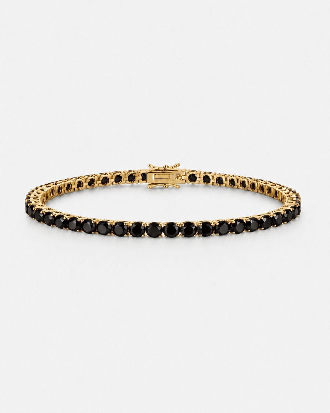 Black Tennis Bracelet, 4 mm, 14K Gold-Plated — Reserva