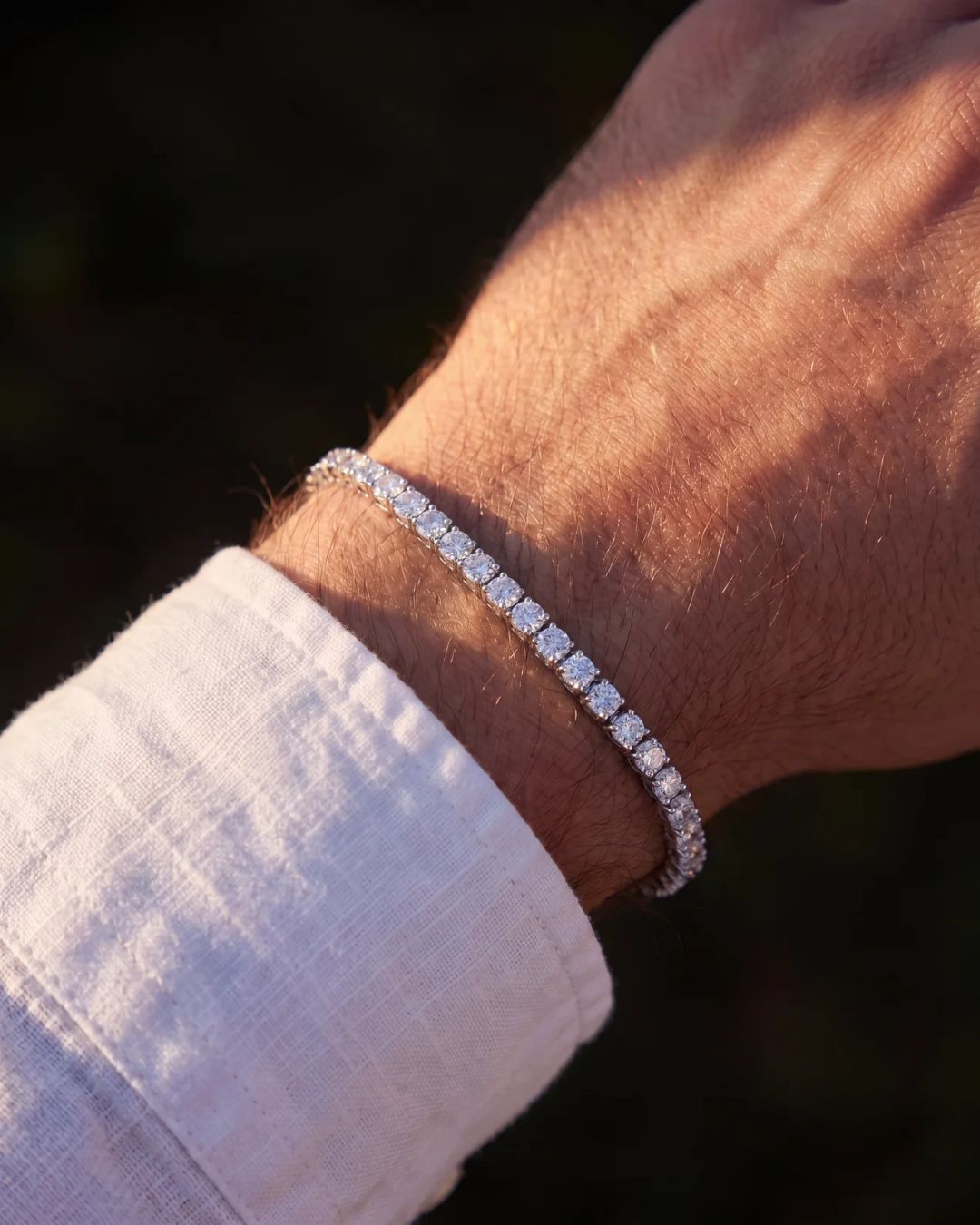 Clear Zircon Tennis Bracelet, 4 mm, 14K Gold-Plated