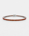 Red Zircon Tennis Bracelet, 4 mm, Silver-Plated
