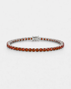 Red Zircon Tennis Bracelet, 4 mm, Silver-Plated