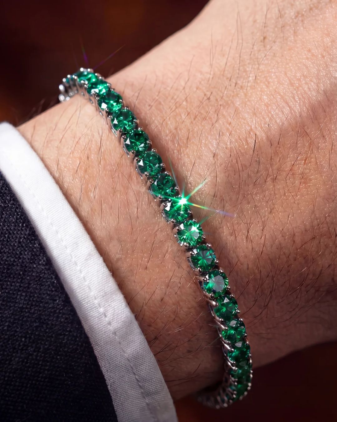 Green Zircon Tennis Bracelet, 4 mm, Silver-Plated — Reserva