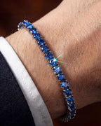 Blue Zircon Tennis Bracelet, 4 mm, Silver-Plated — Reserva
