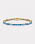 Aquamarine Blue Zircon Tennis Bracelet, 4 mm, 14K Gold-Plated