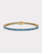 Aquamarine Blue Zircon Tennis Bracelet, 4 mm, 14K Gold-Plated