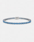 Aquamarine Blue Zircon Tennis Bracelet, 4 mm, Silver-Plated