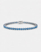 Aquamarine Blue Zircon Tennis Bracelet, 4 mm, Silver-Plated