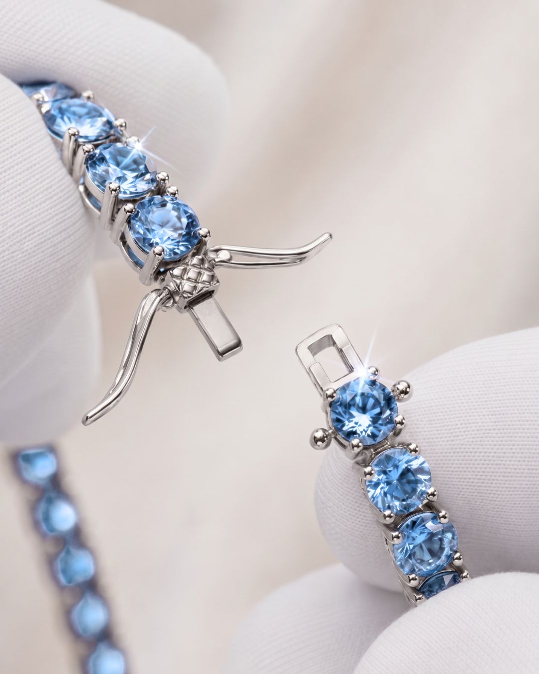 Aquamarine Blue Zircon Tennis Bracelet, 4 mm, Silver-Plated