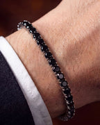 Black Zircon Tennis Bracelet, 4 mm, Silver-Plated — Reserva