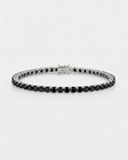 Black Zircon Tennis Bracelet, 4 mm, Silver-Plated — Reserva