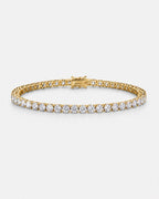 Clear Zircon Tennis Bracelet, 4 mm, 14K Gold-Plated