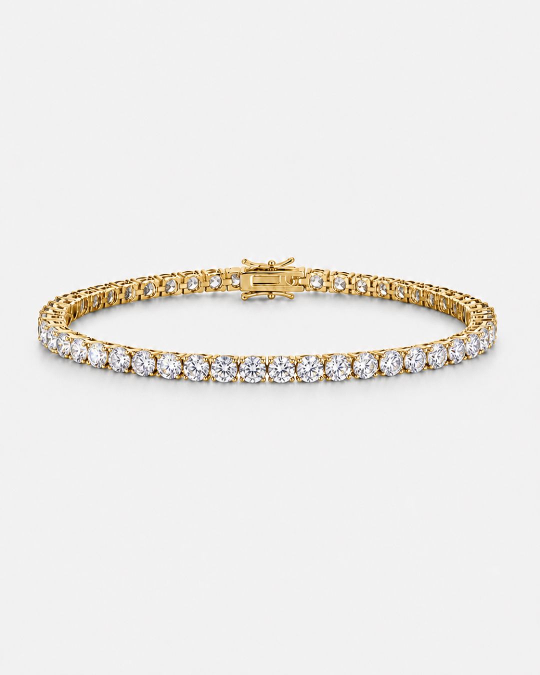 Clear Zircon Tennis Bracelet, 4 mm, 14K Gold-Plated