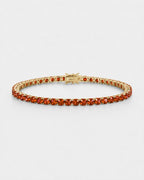 Red Zircon Tennis Bracelet, 4 mm, 14K Gold-Plated