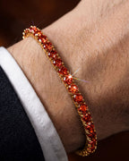Red Zircon Tennis Bracelet, 4 mm, 14K Gold-Plated