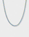 Aqua Blue Tennis Necklace, 4 mm, 14K Gold-Plated