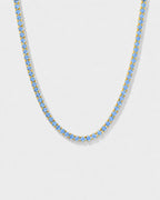 Aqua Blue Tennis Necklace, 4 mm, 14K Gold-Plated