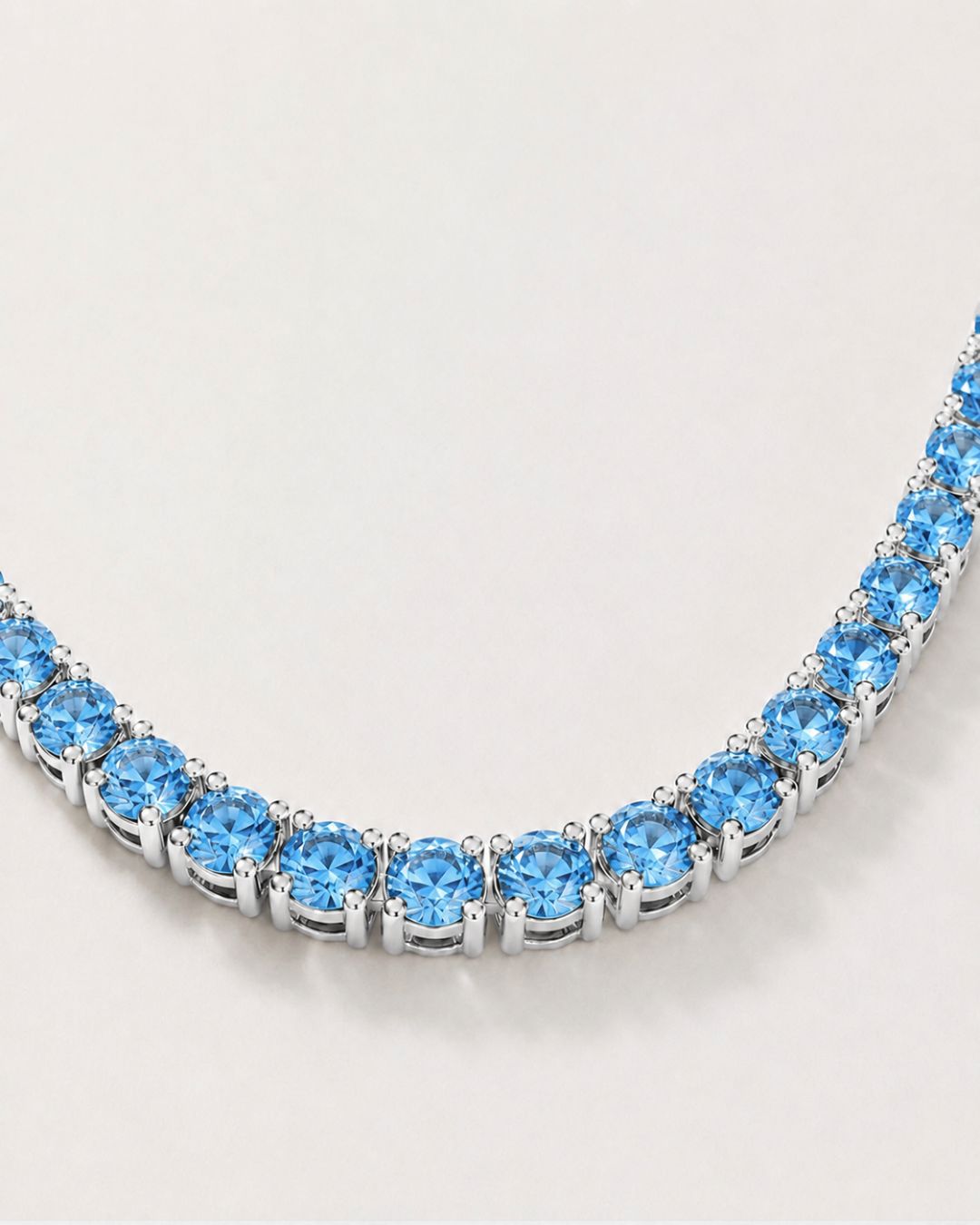 Aquamarine-Blue Tennis Necklace and Bracelet Set, 4 mm
