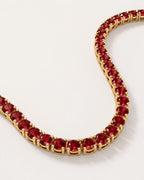 Red Tennis Necklace, 4 mm, 14K Gold-Plated