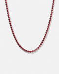 Red Zircon Tennis Necklace, 4 mm, Silver-Plated, 56 cm